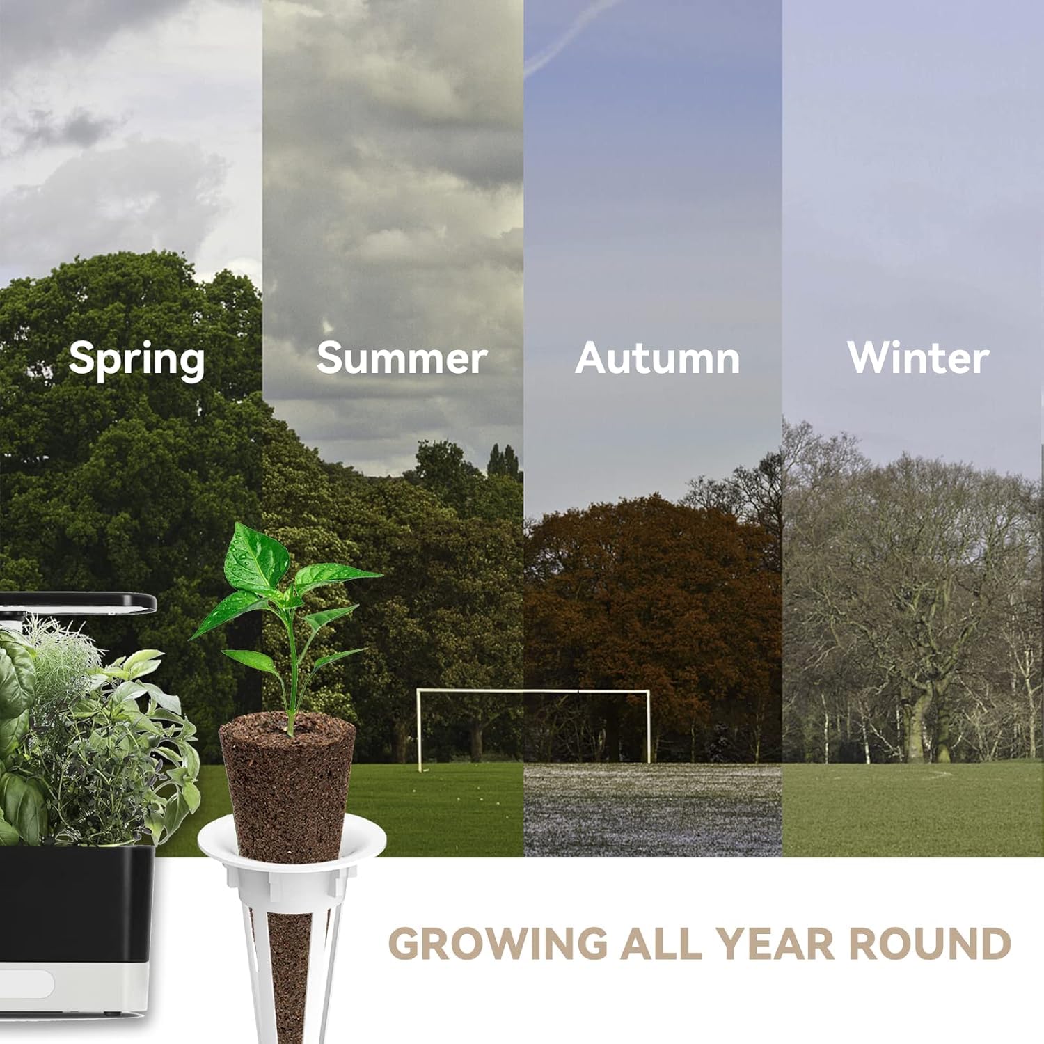 inbloom kit components laid out showing baskets, domes, labels and 200ml A&B nutrient benefit