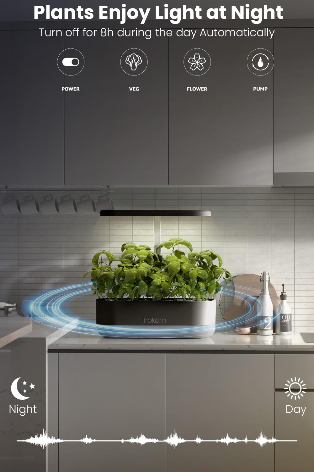inbloom on kitchen counter lifestyle shot showing fresh herbs within arm's reach