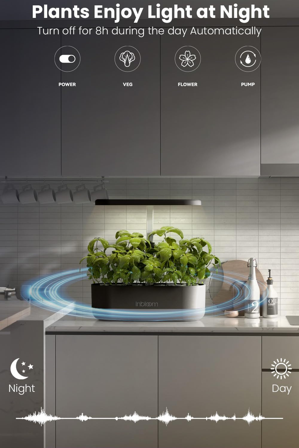 inbloom on kitchen counter lifestyle shot showing fresh herbs within arm's reach
