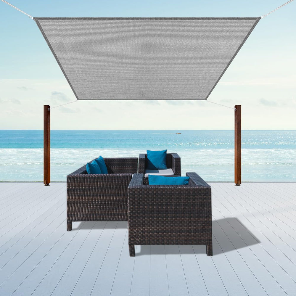 INCHRISL in garden lifestyle scene providing protected shaded area for outdoor relaxation