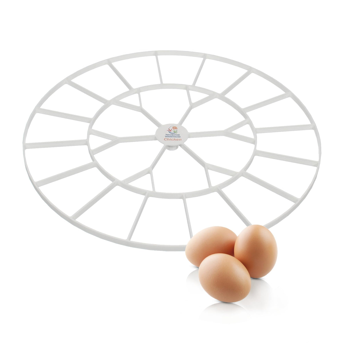 Incubator Warehouse front view of 22-egg tray showing secure fit and capacity