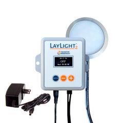 Incubator Warehouse LayLight2 front view showing compact design and easy mount benefit