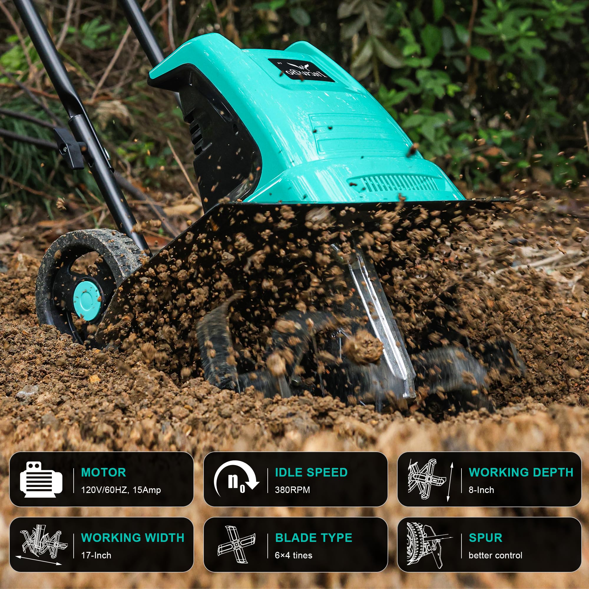 IncwBo close-up of six rust-resistant blades for reliable soil cutting