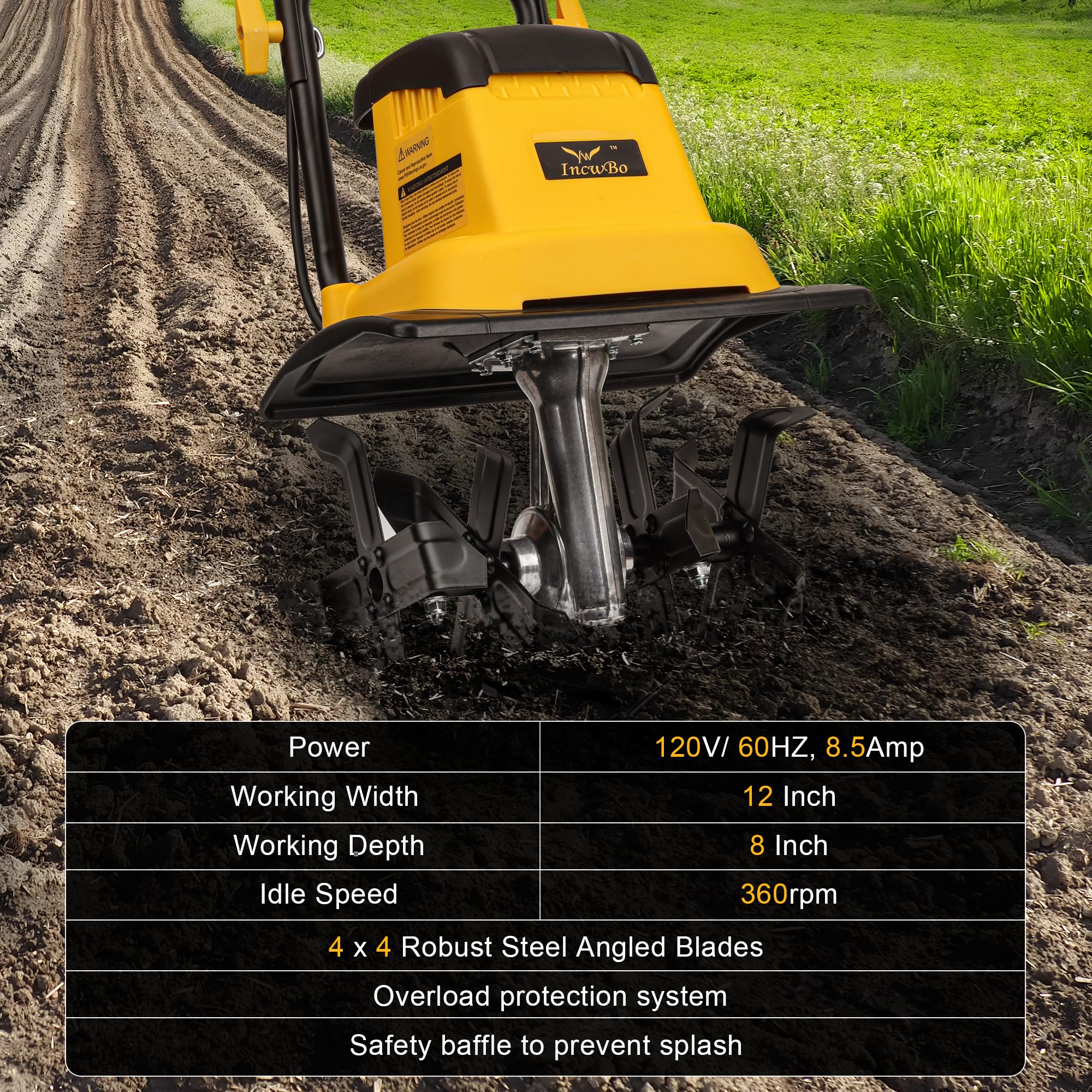 IncwBo product label and specs sticker clarifying model and electrical details