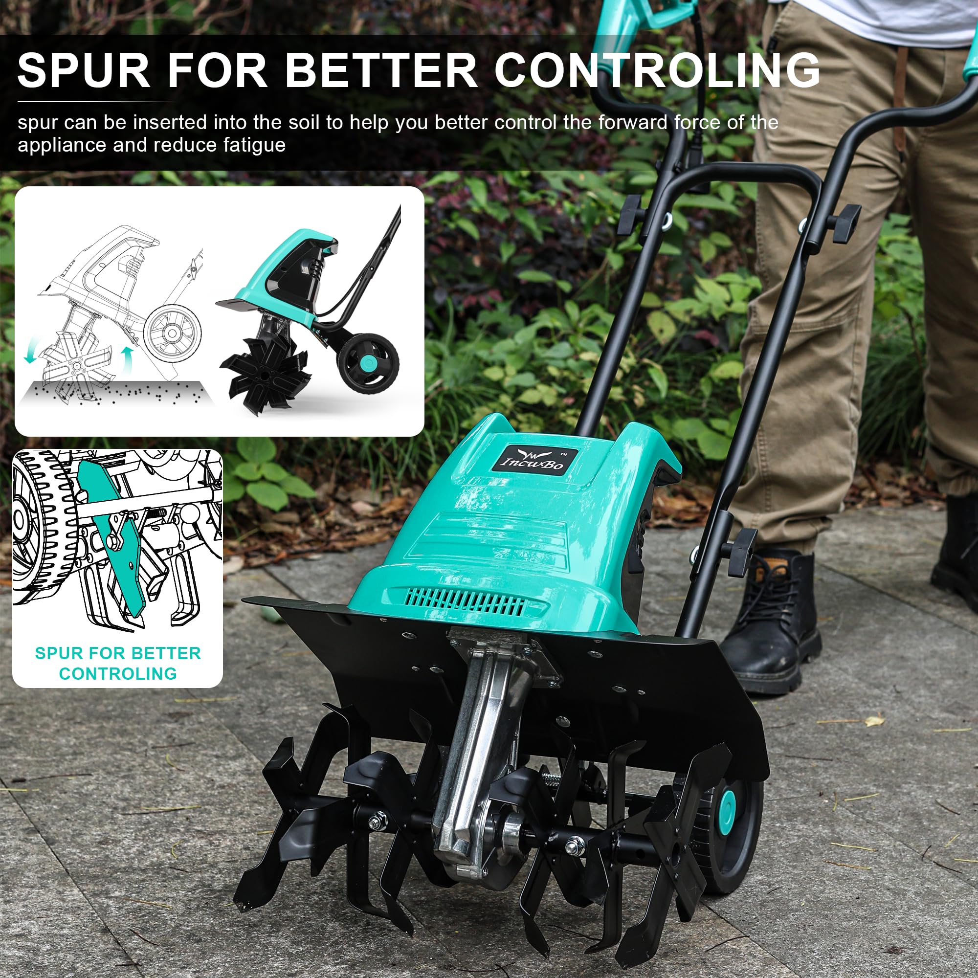 IncwBo beside a hand to show compact size and easy transport advantage