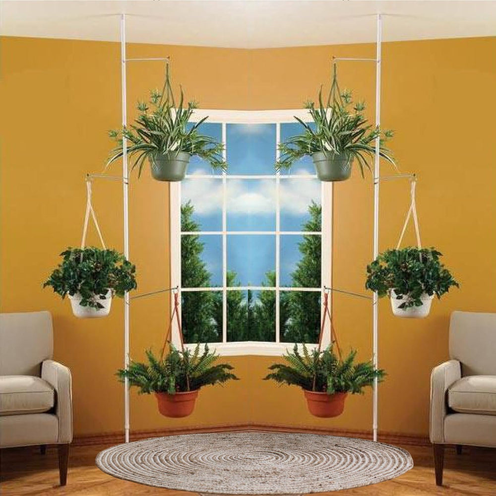 INDOOR PLANT POLE with plants showing height scale and layered visual impact