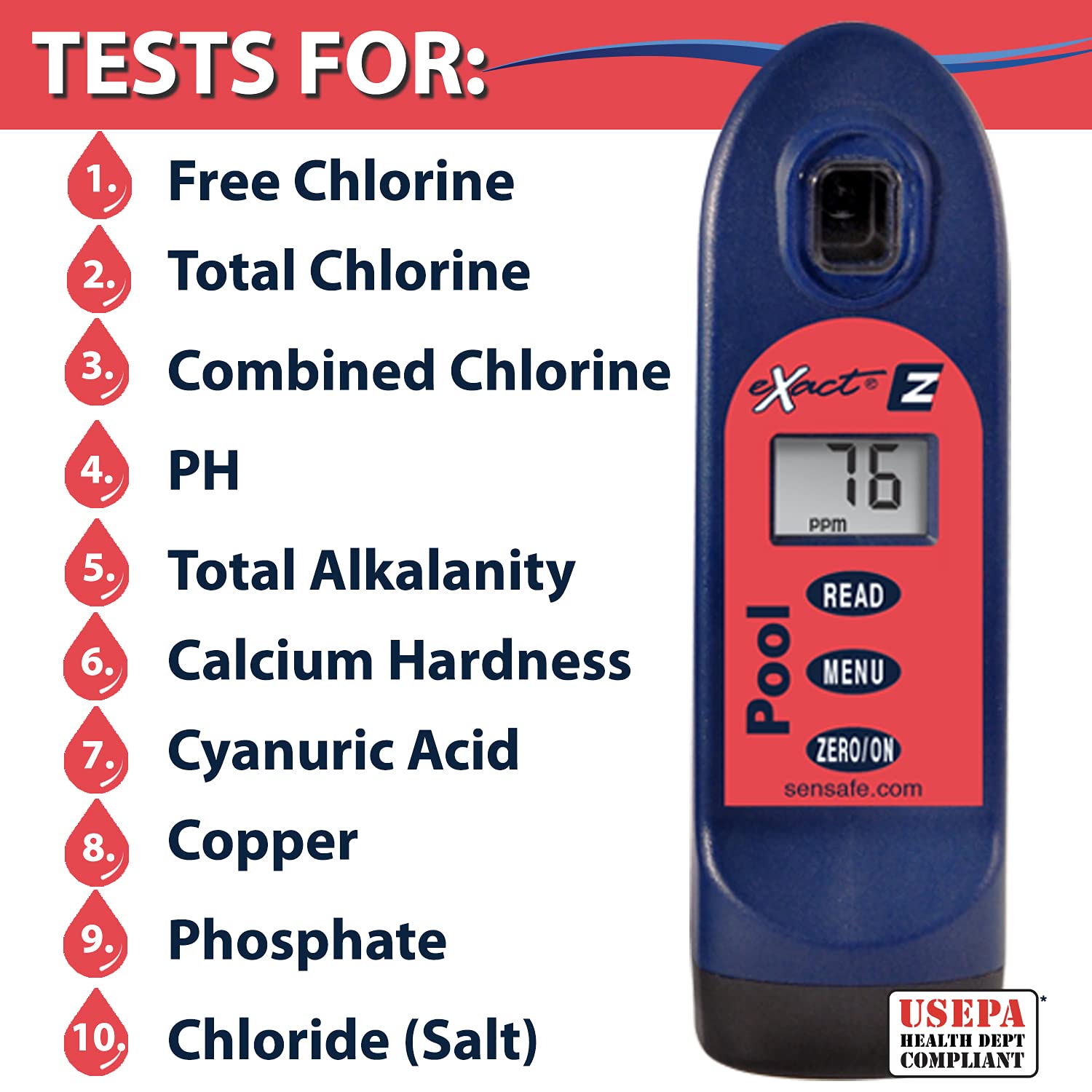 Industrial Test Systems photometer display with numeric result for fast, objective water chemistry