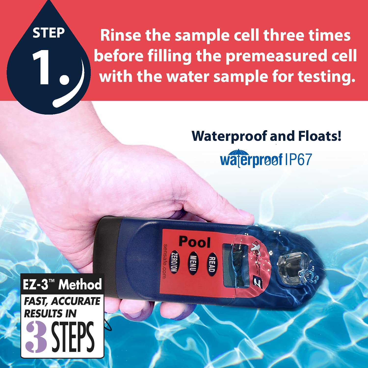 Industrial Test Systems sample cell with strip in use demonstrating simple 20-second test process