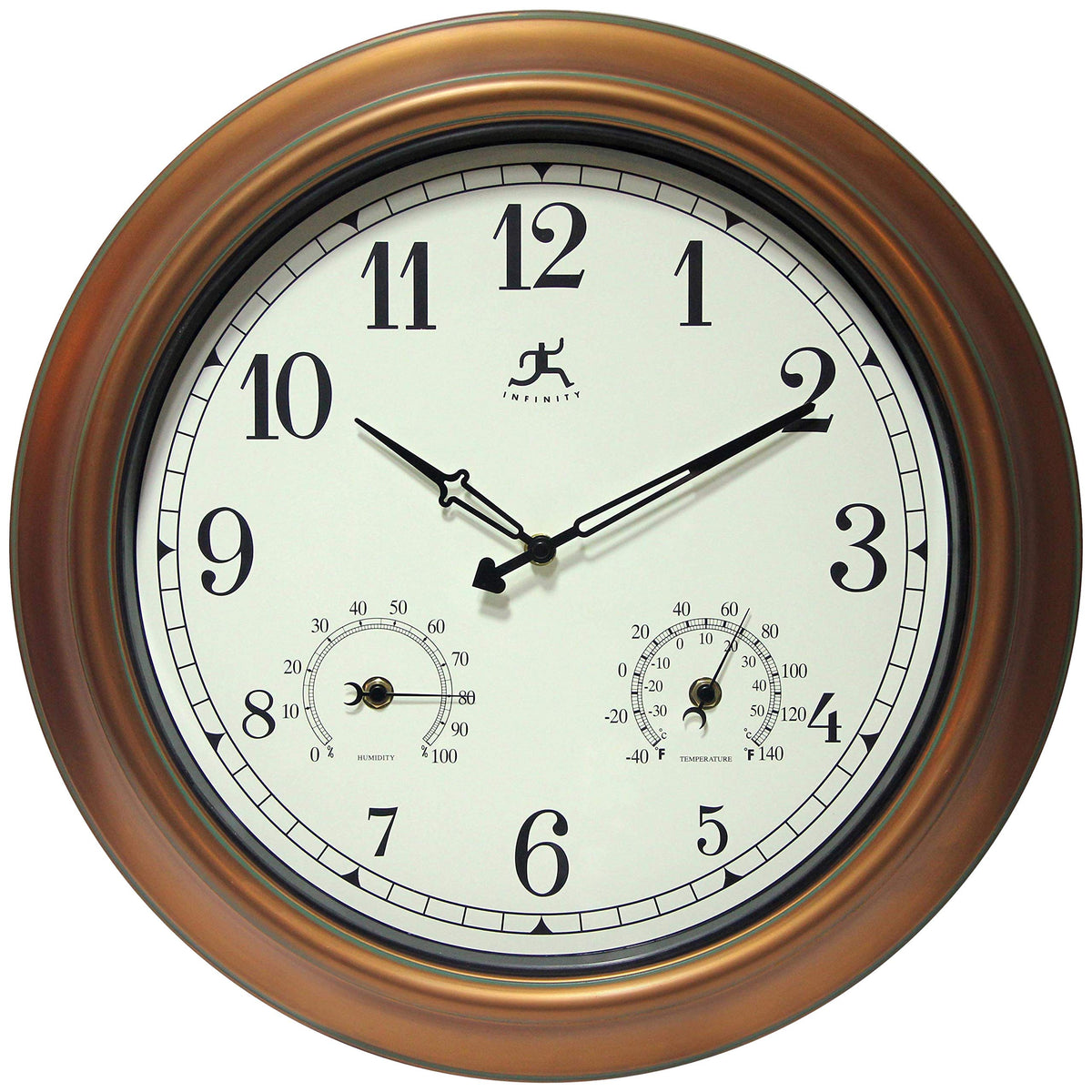 Infinity Instruments Craftsman front view showing clock and gauges, clear time and weather