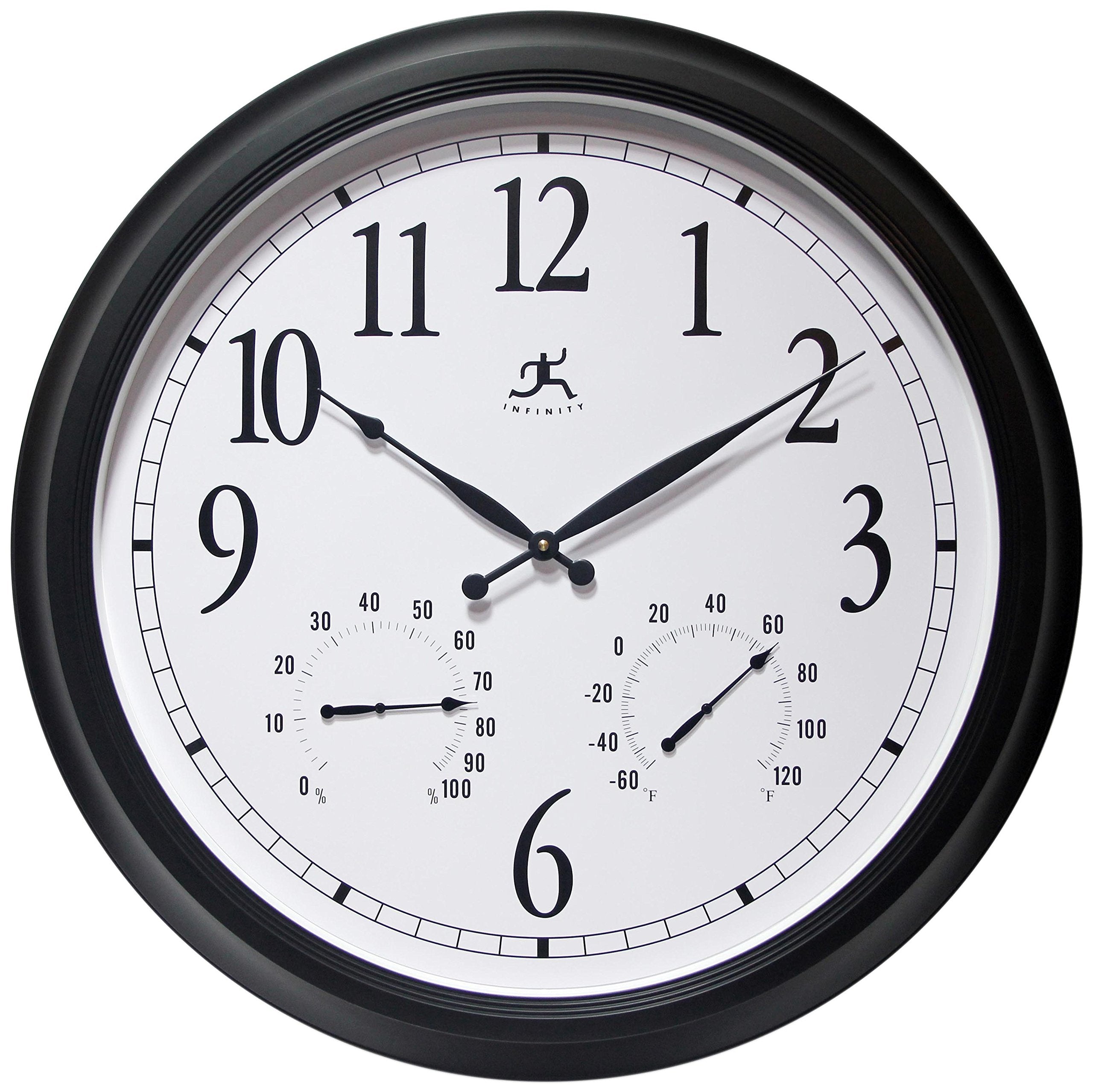 Infinity Instruments front view of 24-inch outdoor clock for clear timekeeping