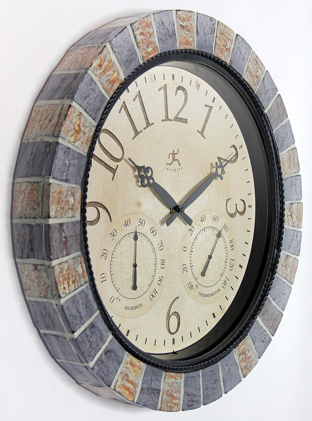 Infinity Instruments faux-stone frame close-up highlighting durable weatherproof finish