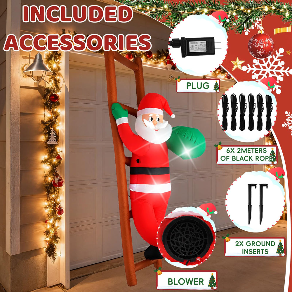 InfleasJoiy anchoring rope and hooks keeping Santa secure in wind