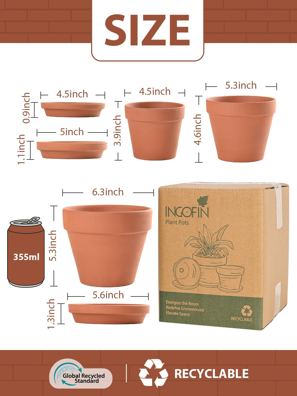 INGOFIN close-up of terracotta clay texture showing breathable surface for healthier roots