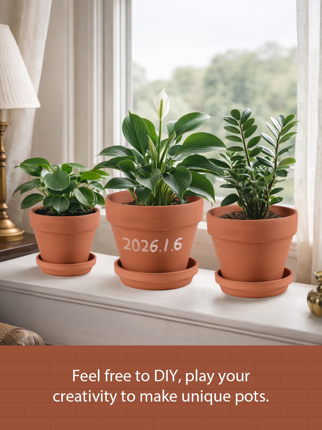 INGOFIN terracotta pots staged in living room offering earthy decor and plant wellbeing