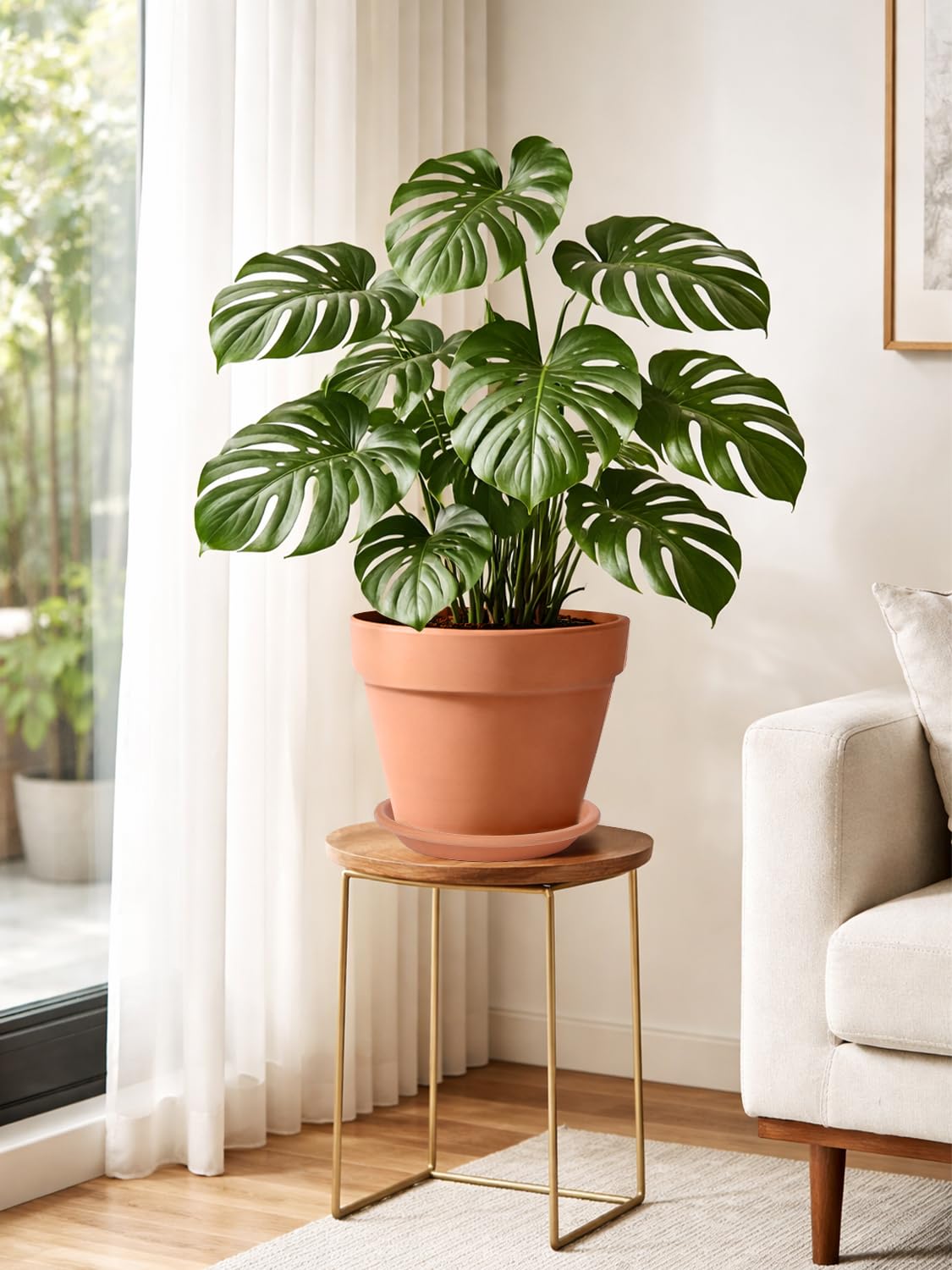INGOFIN on balcony with mixed plants showing durable outdoor use and classic look