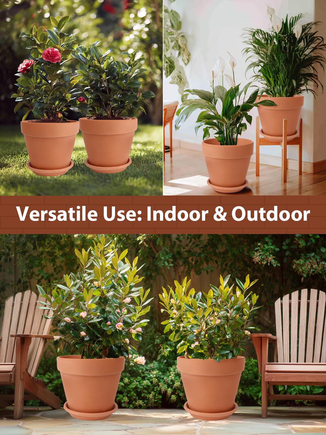 INGOFIN terracotta pot planted with herbs in a living room showing benefit of indoor greenery