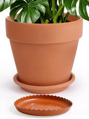INGOFIN front view of 12-inch terracotta pot showing classic finish and benefit of aesthetic appeal