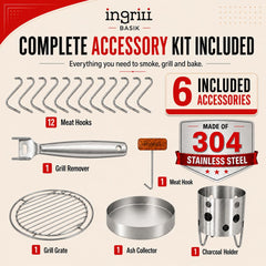INGRILL included accessory kit laid out for convenient grilling and smoking