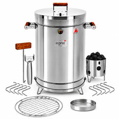INGRILL front view showing smoker barrel and stable legs, ideal for backyard cooking
