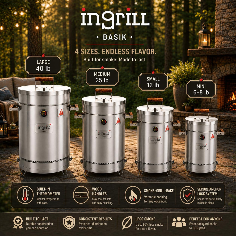 INGRILL next to camping gear to show portable size and outdoor convenience