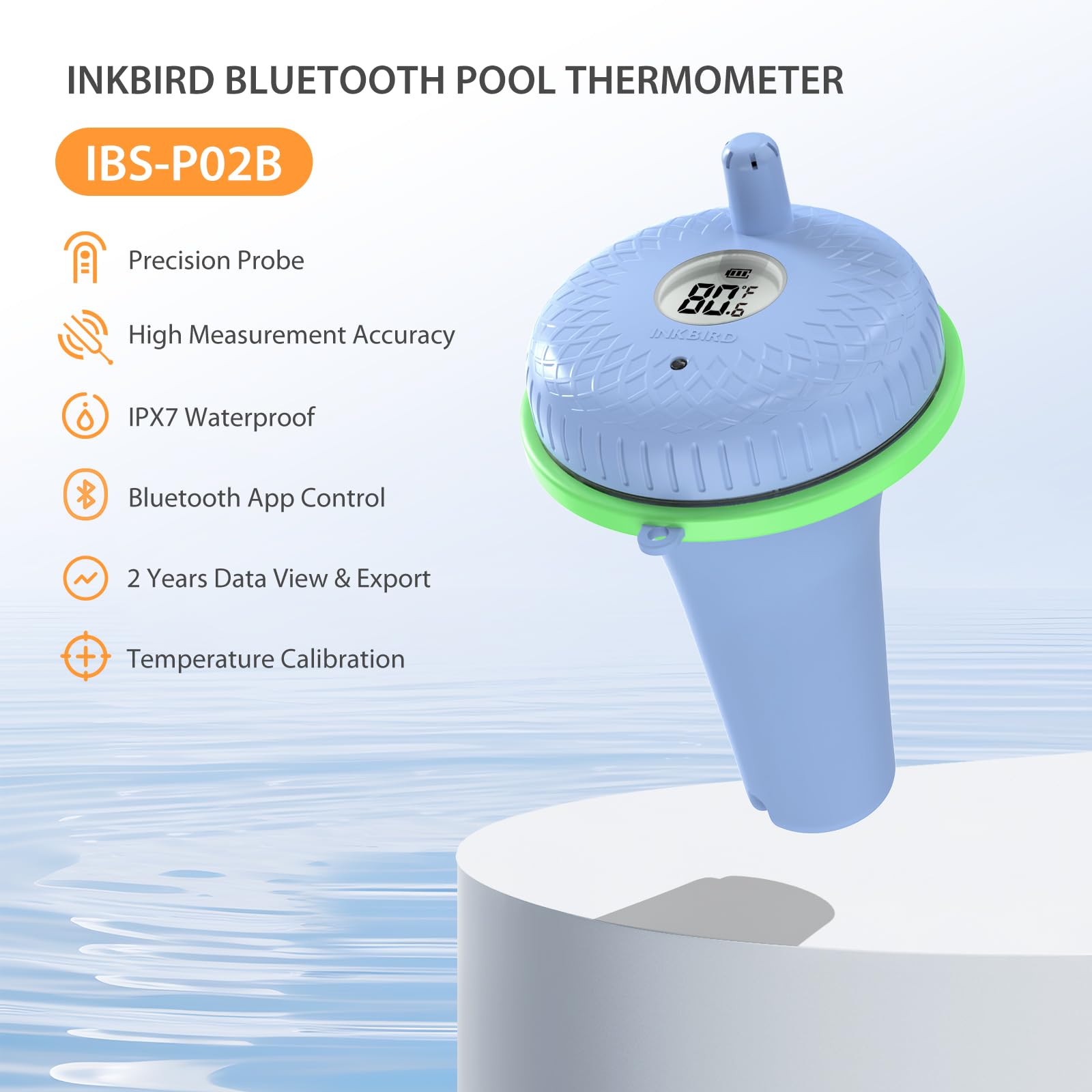 Inkbird bottom sensor detail highlighting water-resistant sensor accuracy benefit