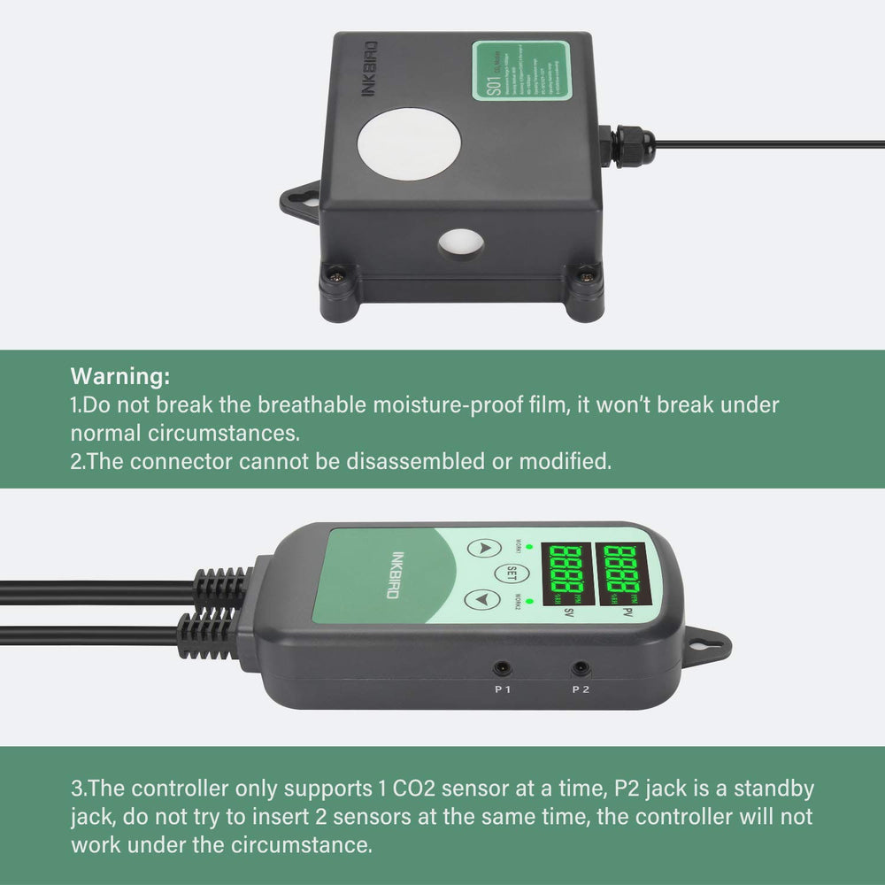 Inkbird controller display showing measured and target ppm values