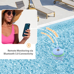 Inkbird floating on pool surface showing stable placement and continuous readings