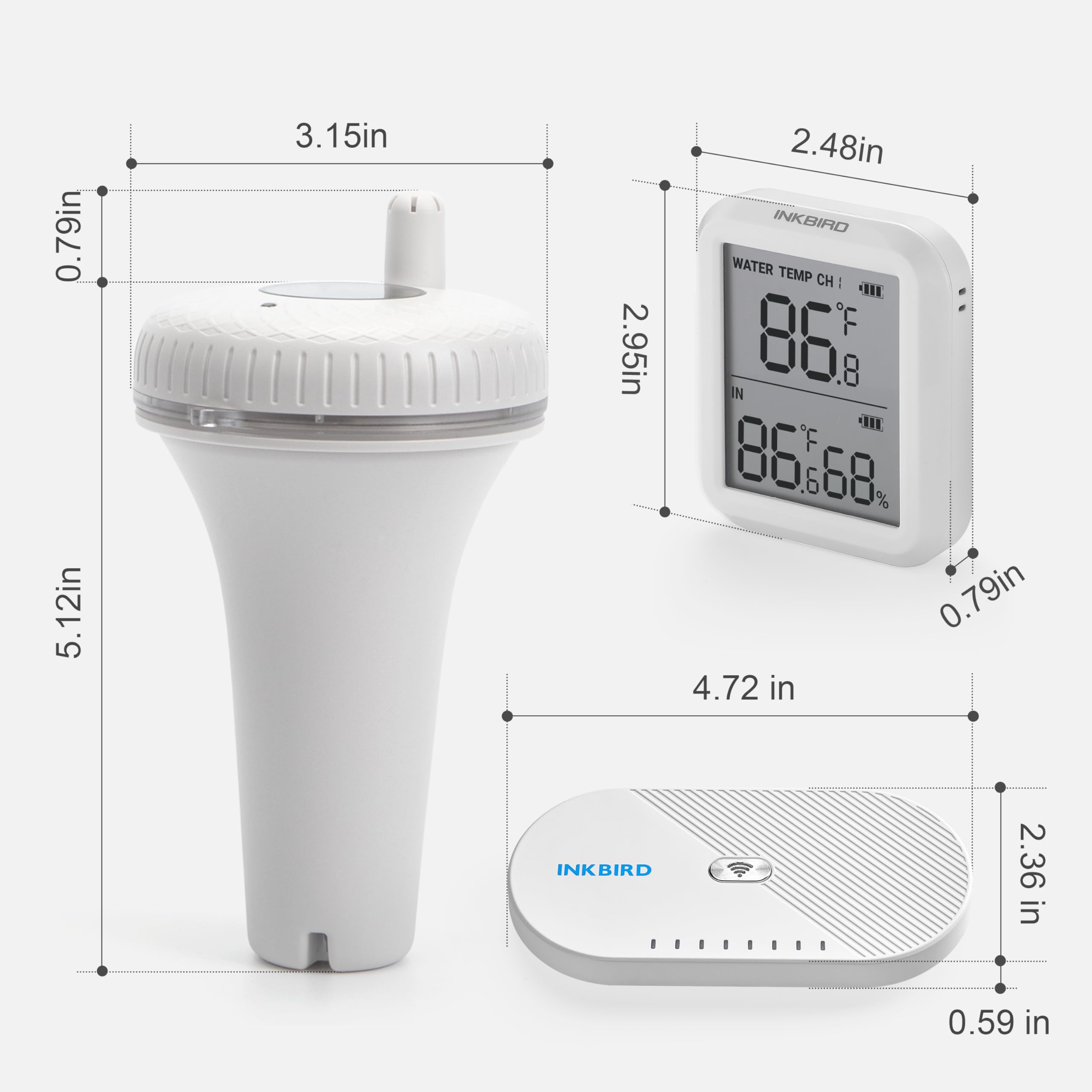 Inkbird floating thermometer top detail showing durable construction and clear sensor access