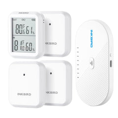Inkbird front packaging showing gateway and three sensors for convenient monitoring