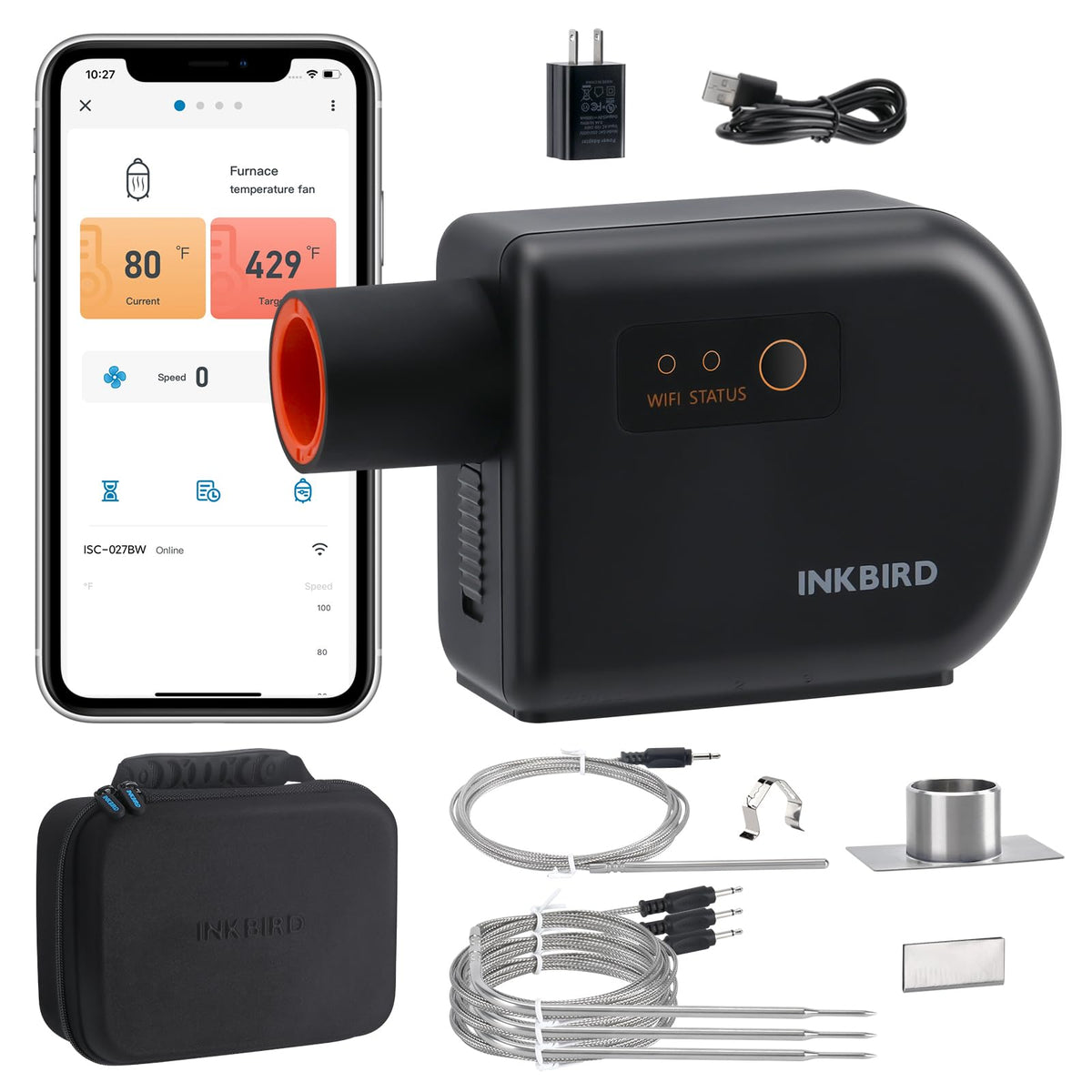 Inkbird front panel view showing controls and display for precise grill control