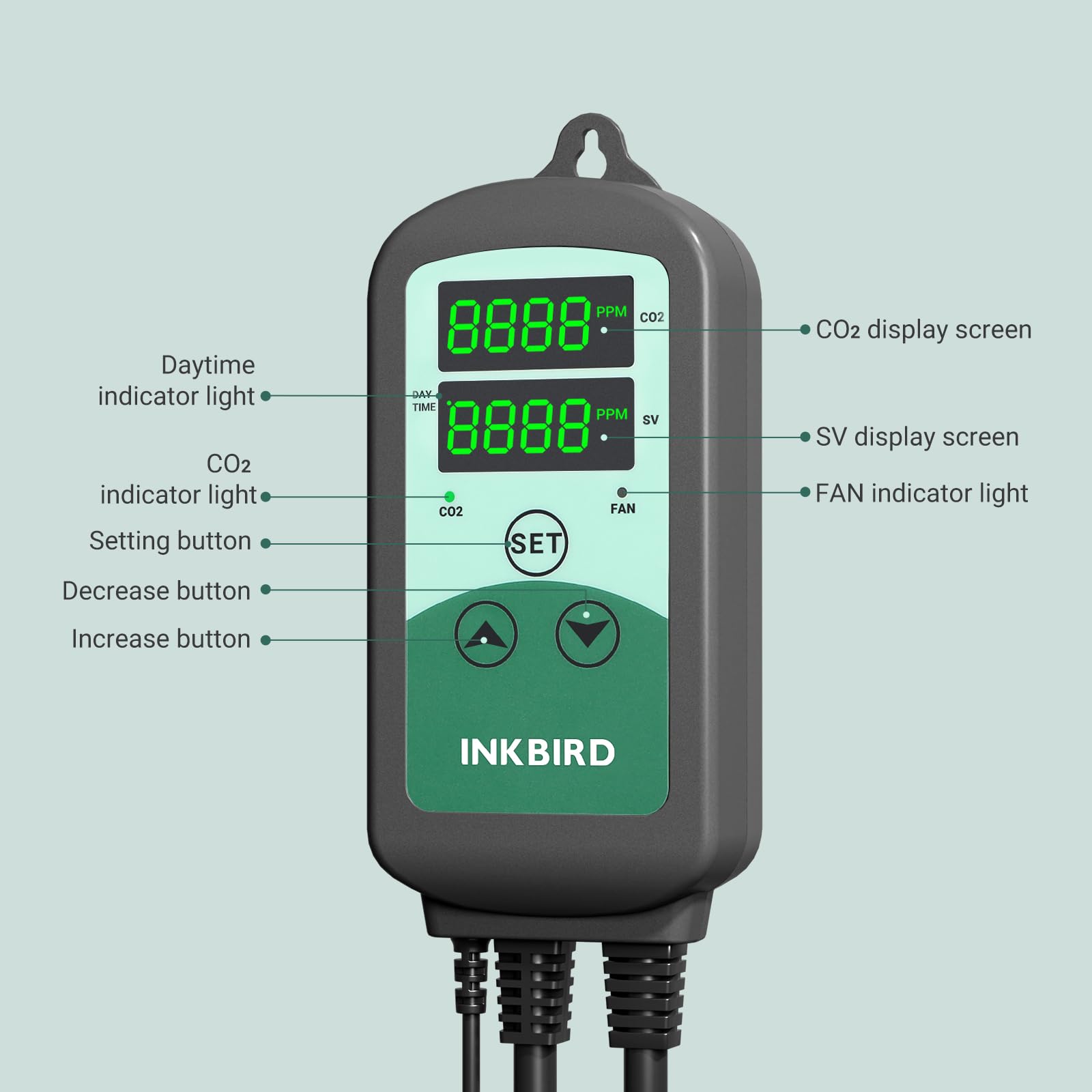 Inkbird ICC-510 label and specs image highlighting universal 100–240V power compatibility
