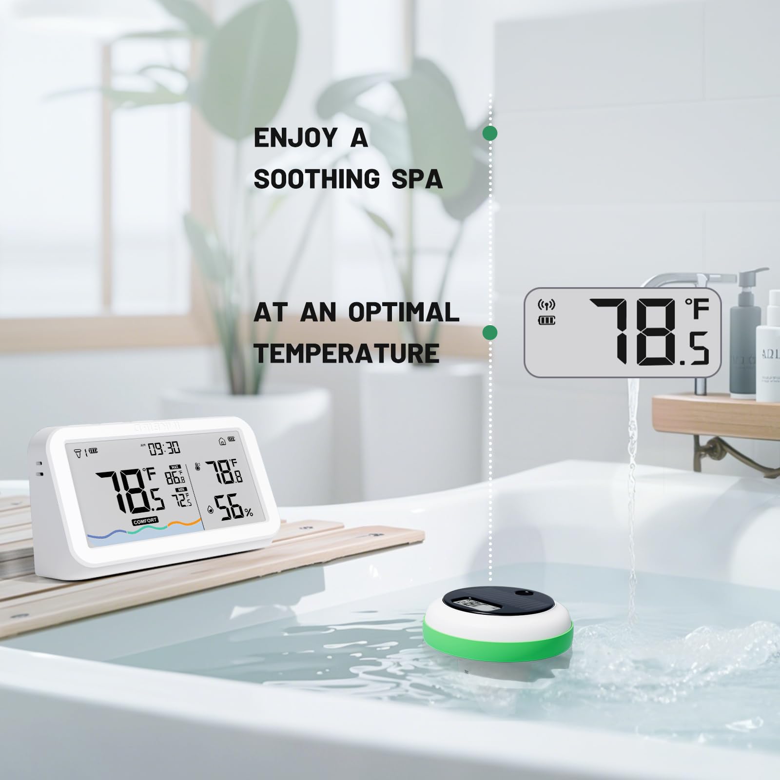 Inkbird indoor monitor on a windowsill offering remote viewing of pool conditions