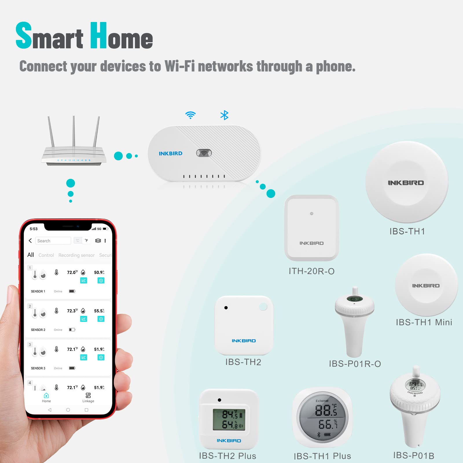 Kitchen scene with Inkbird sensor monitoring conditions for food storage safety