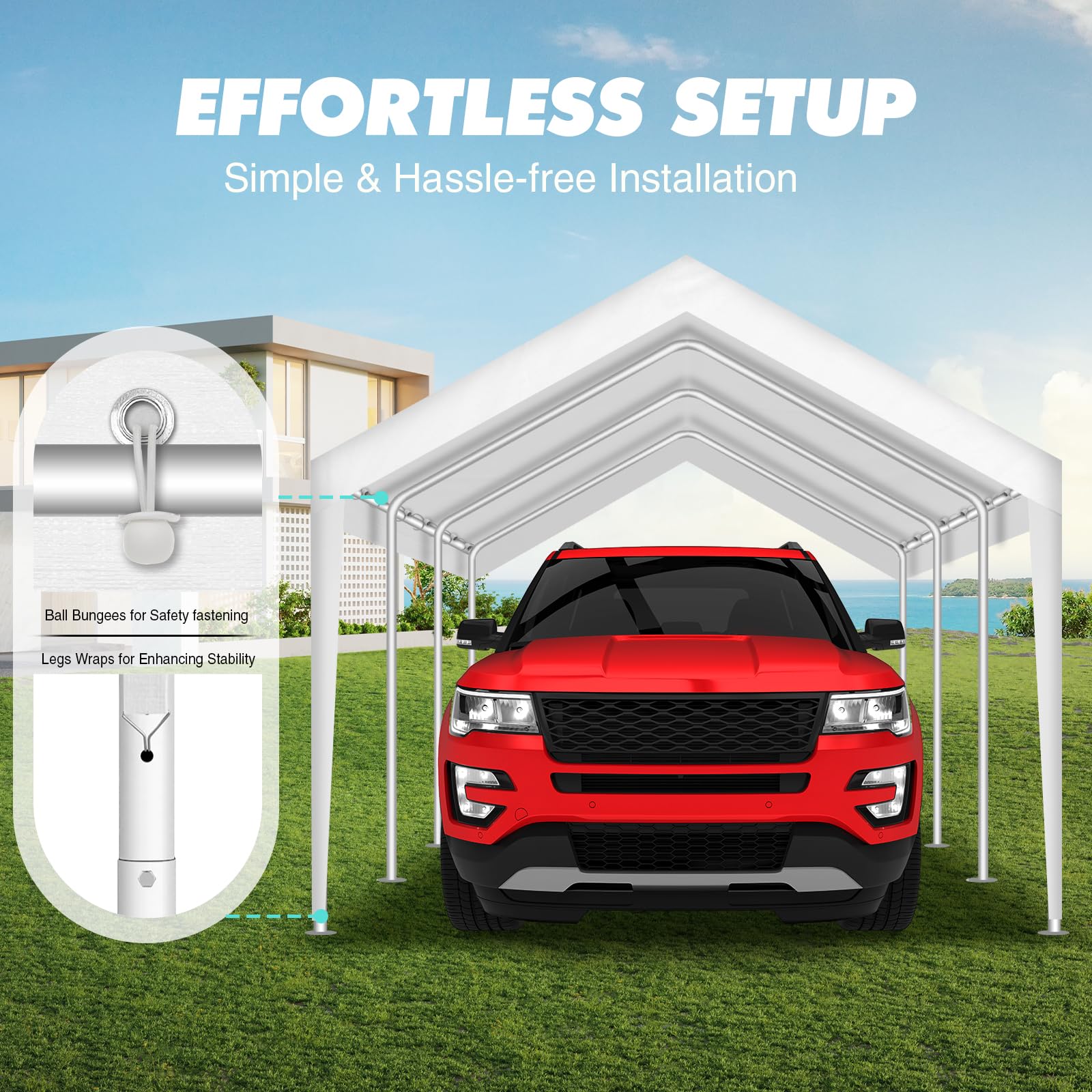 Inmeilifus backyard setup demonstrating shelter and sun protection