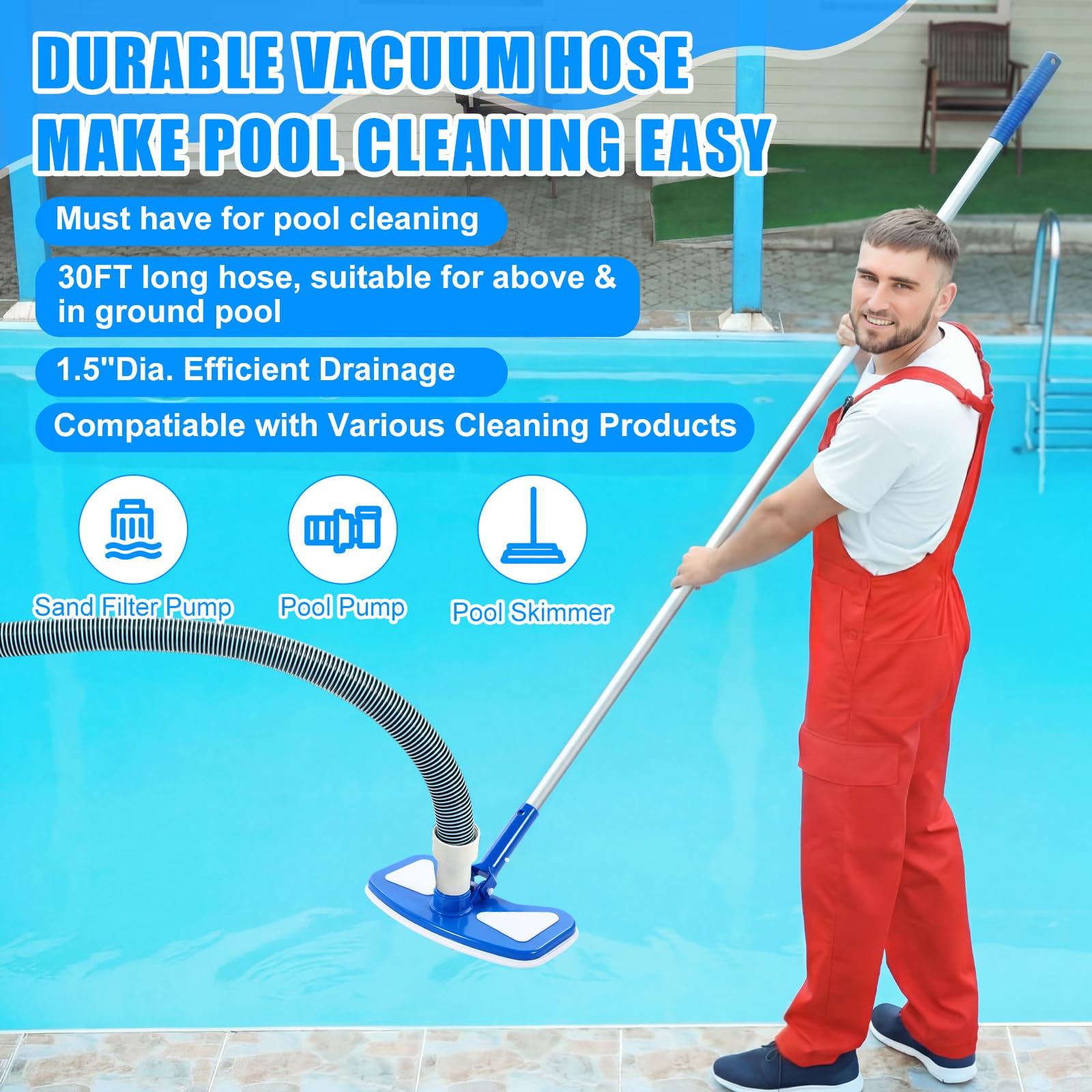 Innconee long 29.5ft hoses laid out showing versatile coverage benefit