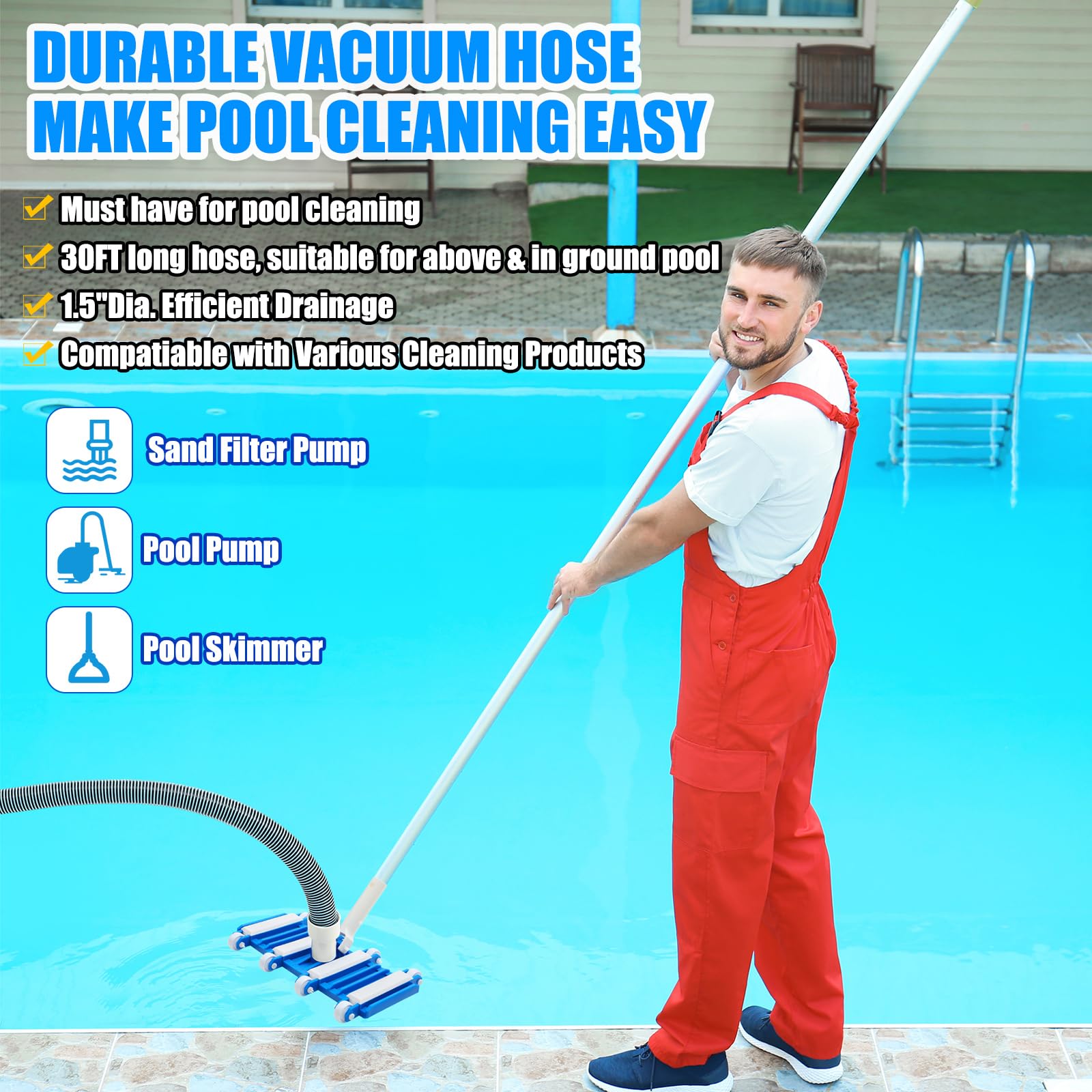 Innconee in-pool demonstration cleaning pool floor for easier maintenance