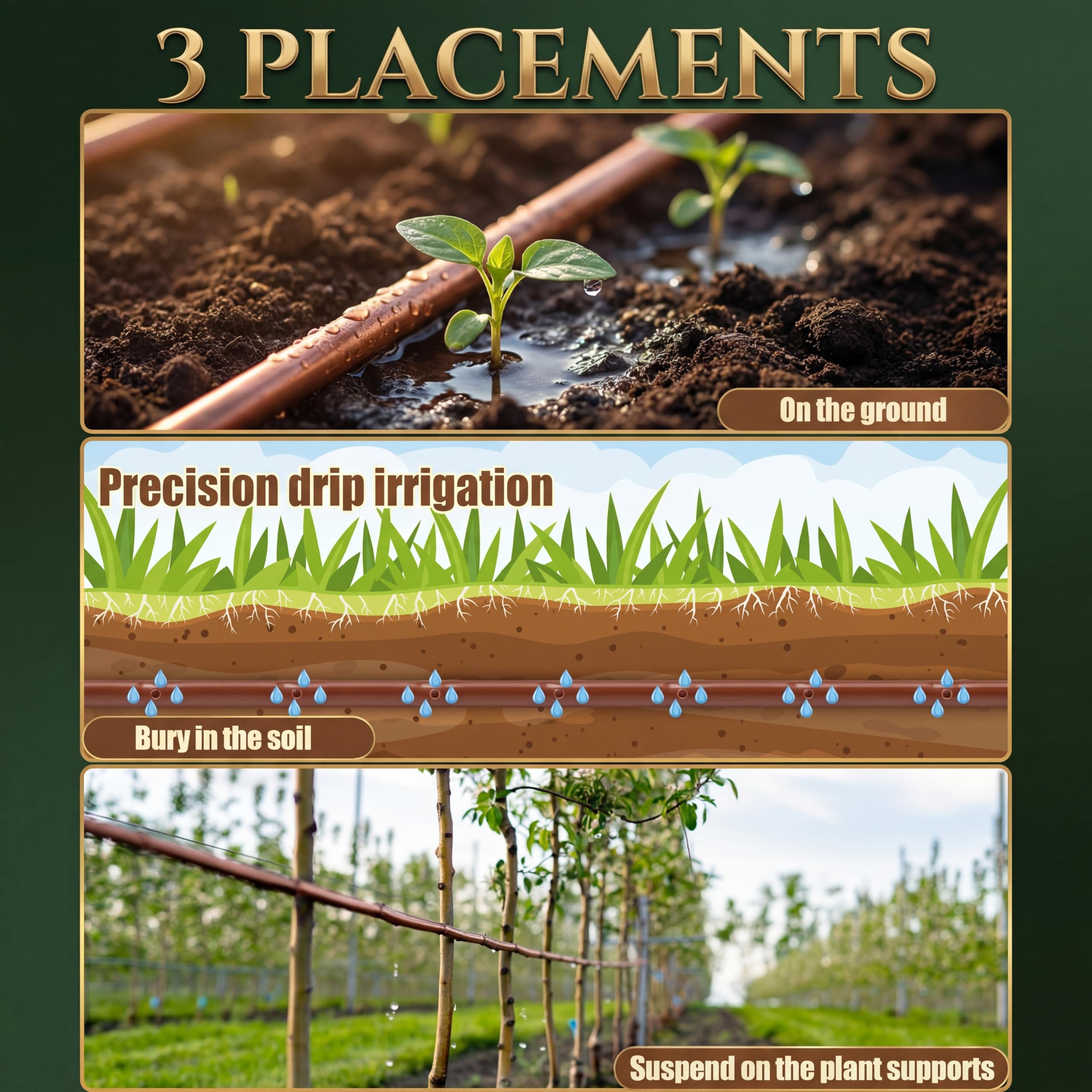 Innconee tubing installed in raised bed showing even watering and efficient root-zone benefit