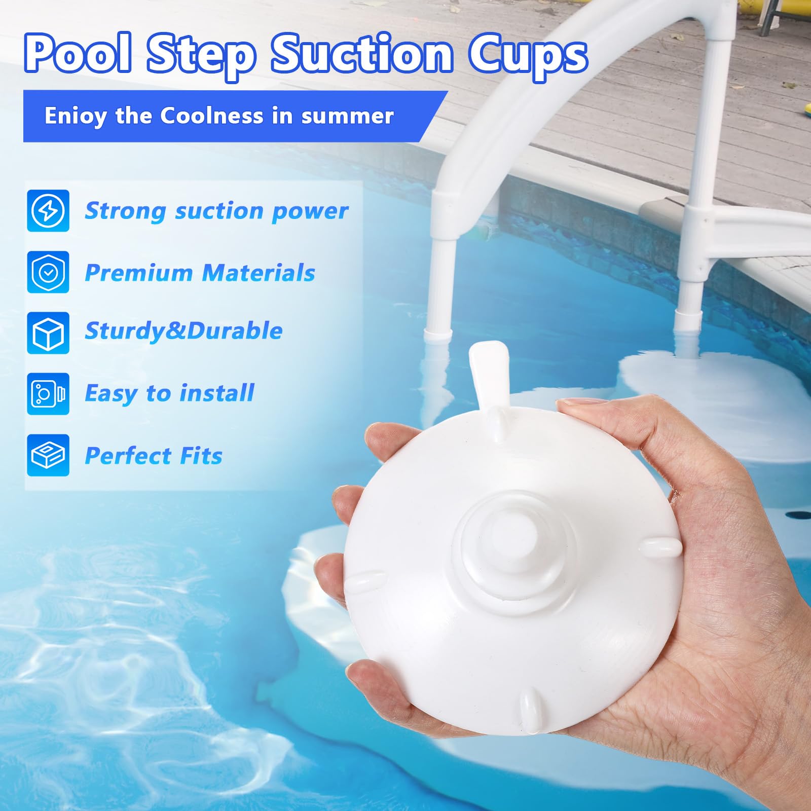 Innconee installed on a pool step demonstrating improved stability and safer entry benefit