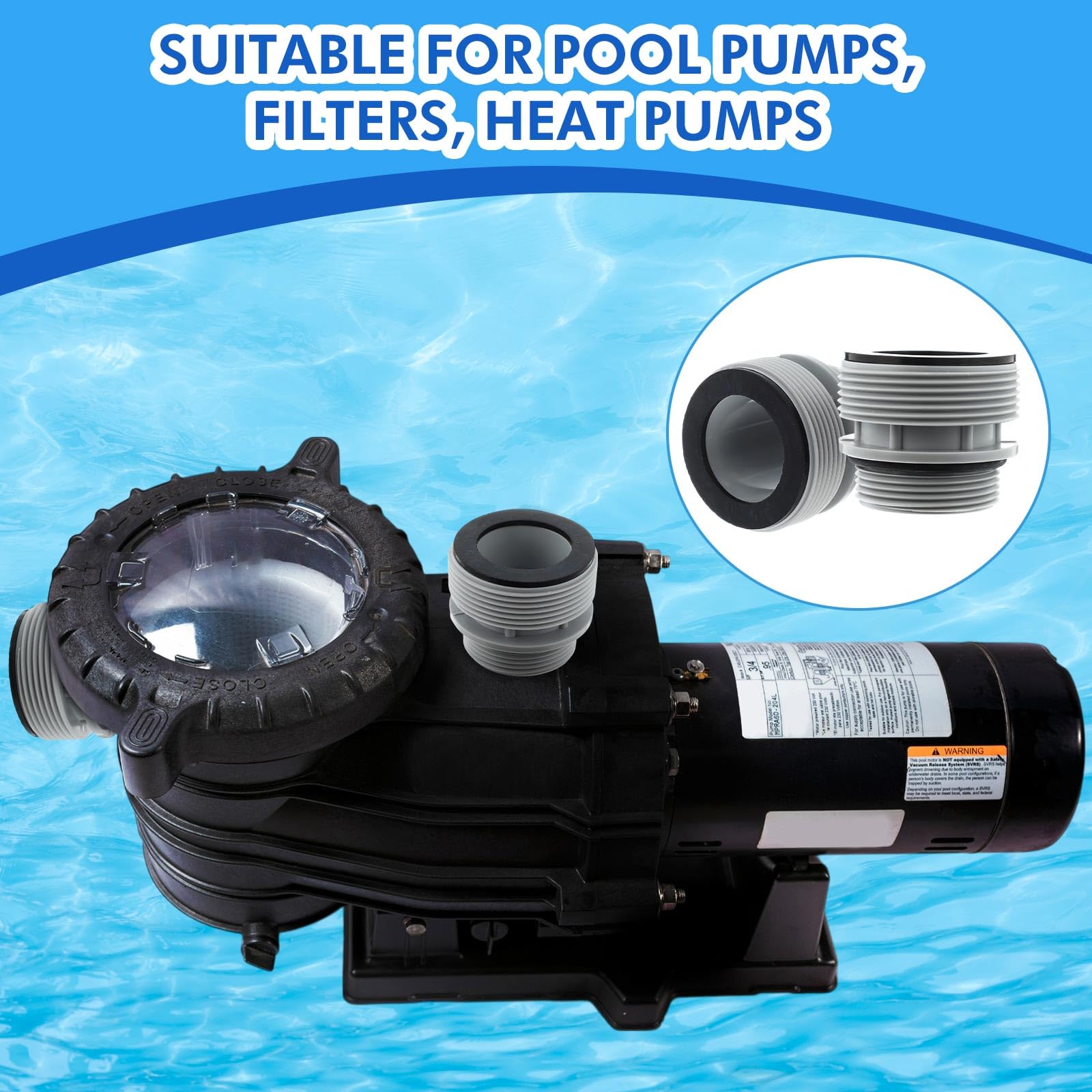 Innconee hose installed on a pool pump showing tidy professional setup