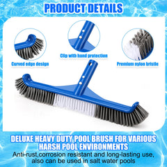 Innconee pool brush front view showing 14-inch bristles for wall and step scrubbing
