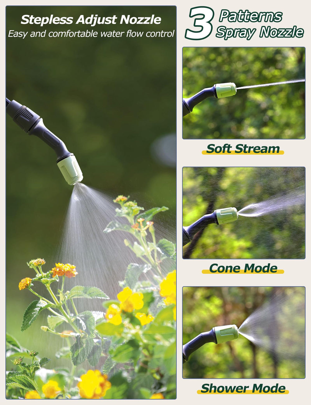 innhom sprayer in use watering garden beds to save time and reduce strain