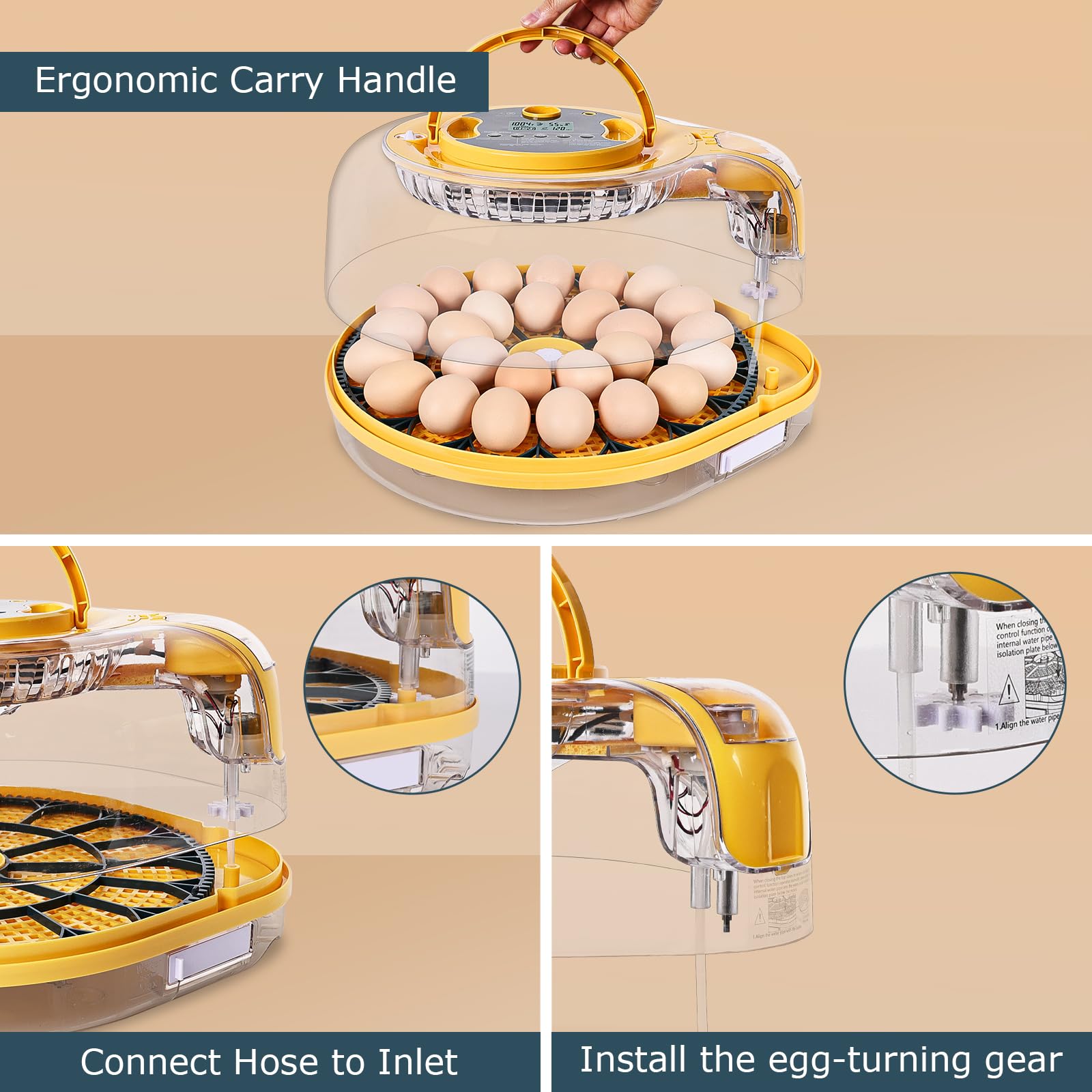 innhom visible water tank and hose detail delivering stable humidity for better hatch rates