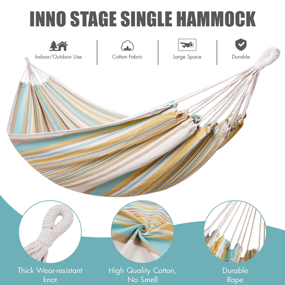 INNO STAGE hammock hung in backyard offering restful outdoor relaxation spot