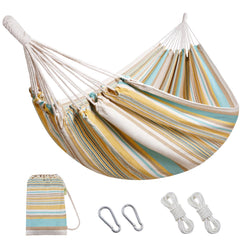 INNO STAGE full view hammock showing bright yellow green fabric and comfortable bed