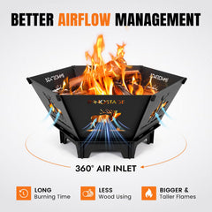 INNO STAGE side view with burning wood showing steady flames and warmth