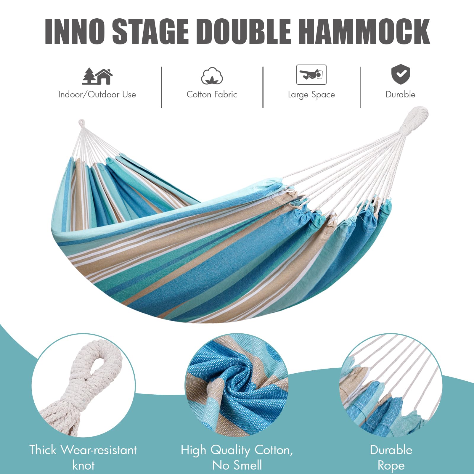 INNO STAGE hammock next to chair for scale showing generous bed size