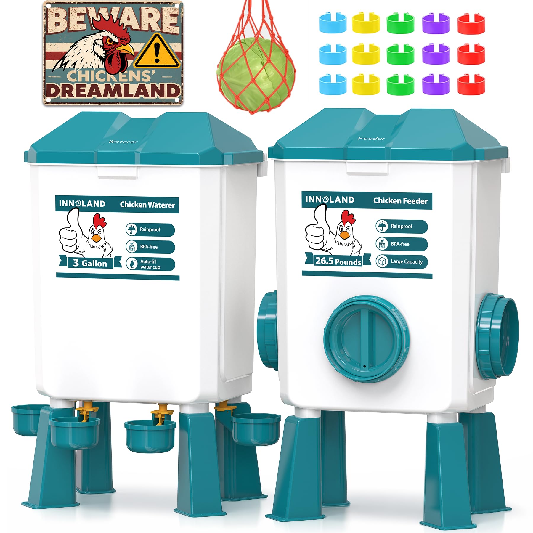 INNOLAND feeder front view showing capacity and durable design benefit