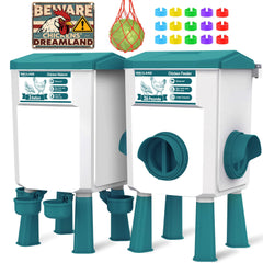 INNOLAND front view showing feeder and waterer set for easy feeding
