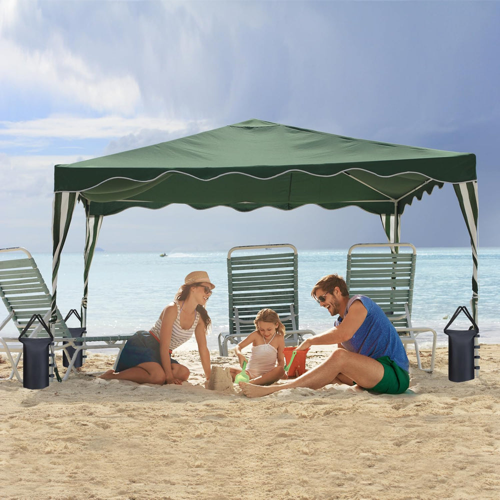 Inntop outdoor event setup showing bags stabilizing canopy and safer environment