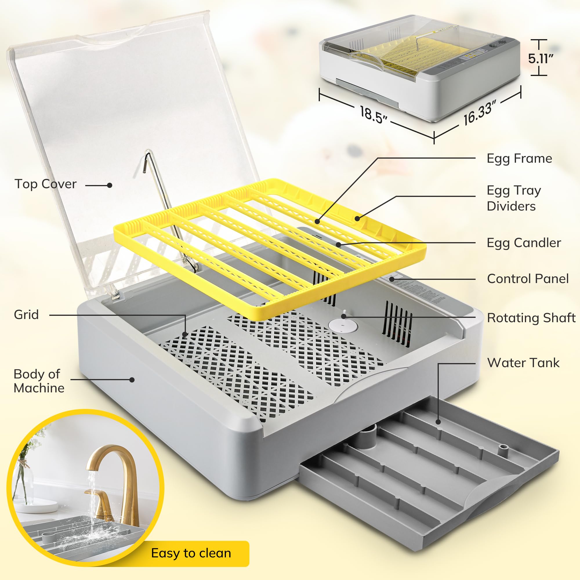Innvello candling eggs through lid to observe development without opening unit